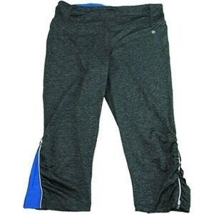 Tangerine Heather Black and Cobalt Zip Leg Leggings Small